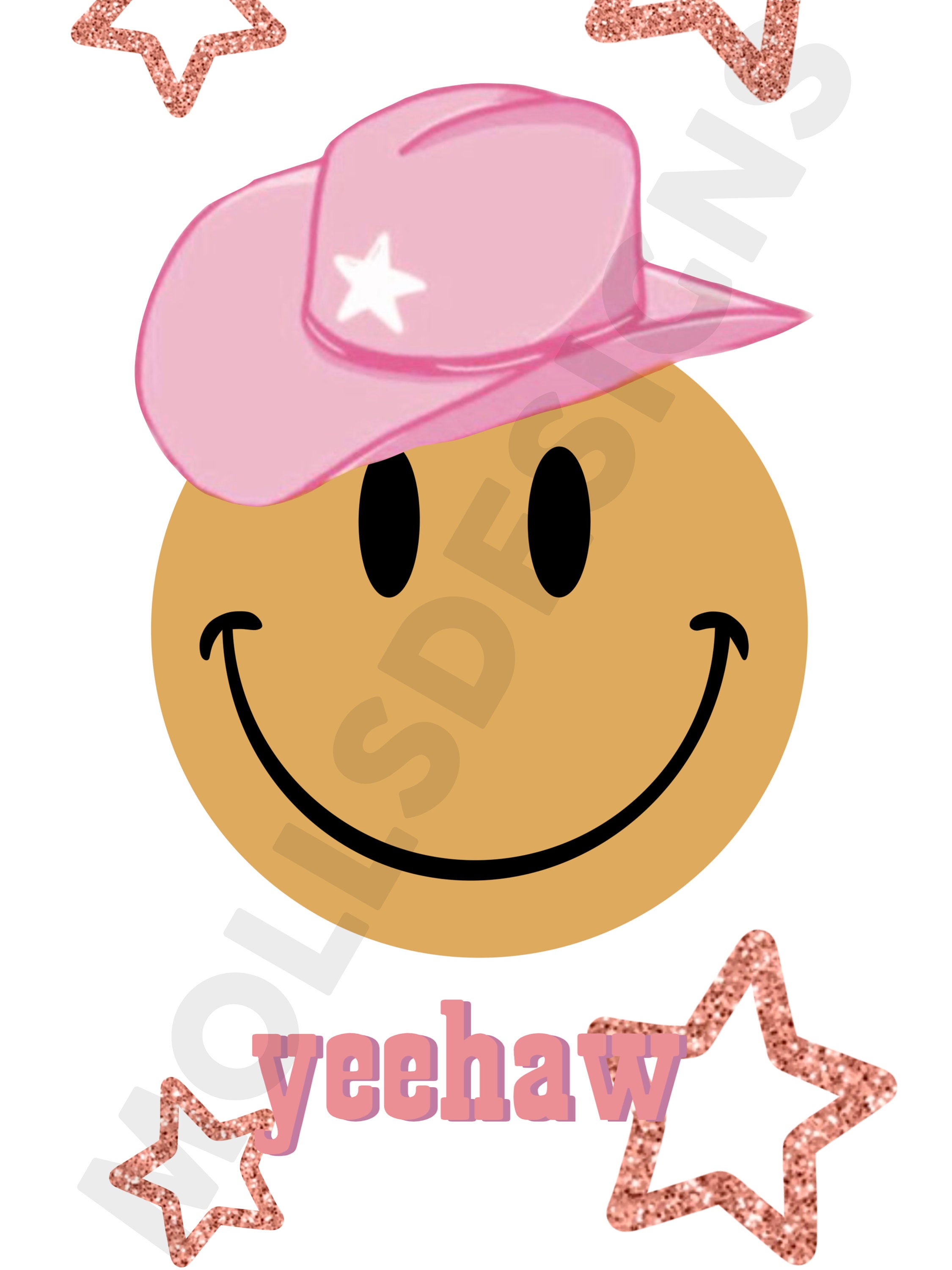 Preppy Smiley Face with Cowboy Hat Digital Download Preppy | Etsy