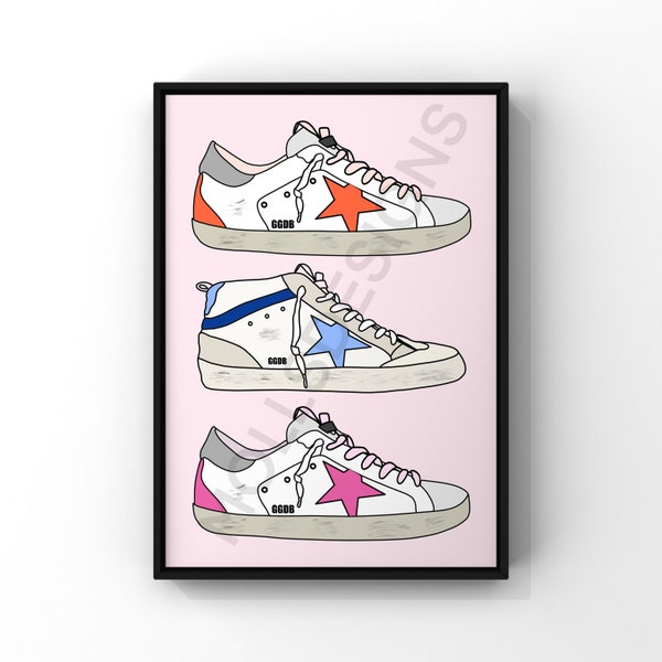 Preppy Golden Goose Shoe Wall Art Design (Digital Download), Preppy Wall Art, Room Decor, Poster Print, Prints, Preppy, Wall Art