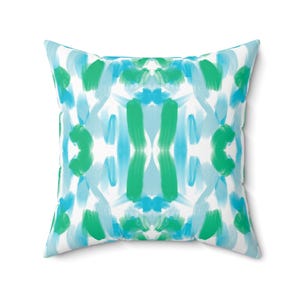 Blue and Green Abstract Pillow | Dorm Decor for College Girls | Home and Apartment Decor | Throw Pillows for Couch