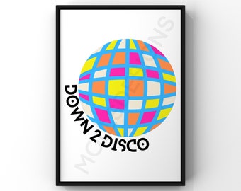 Preppy Down 2 Disco Ball Design (Digital Download), Preppy Wall Art, Room Decor, Poster Print, Prints, Preppy, Wall Art