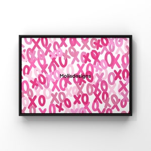 Pink XOXO Abstract (Digital Download), Preppy Wall Art, Room Decor, Poster Print, Prints, Preppy, Wall Art