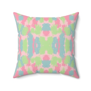 Pastel Pink, Green, Blue Abstract Pillow | Dorm Decor for College Girls | Home and Apartment Decor | Throw Pillows for Couch