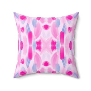 Pink and Blue Abstract Pillow | Dorm Decor for College Girls | Home and Apartment Decor | Throw Pillows for Couch