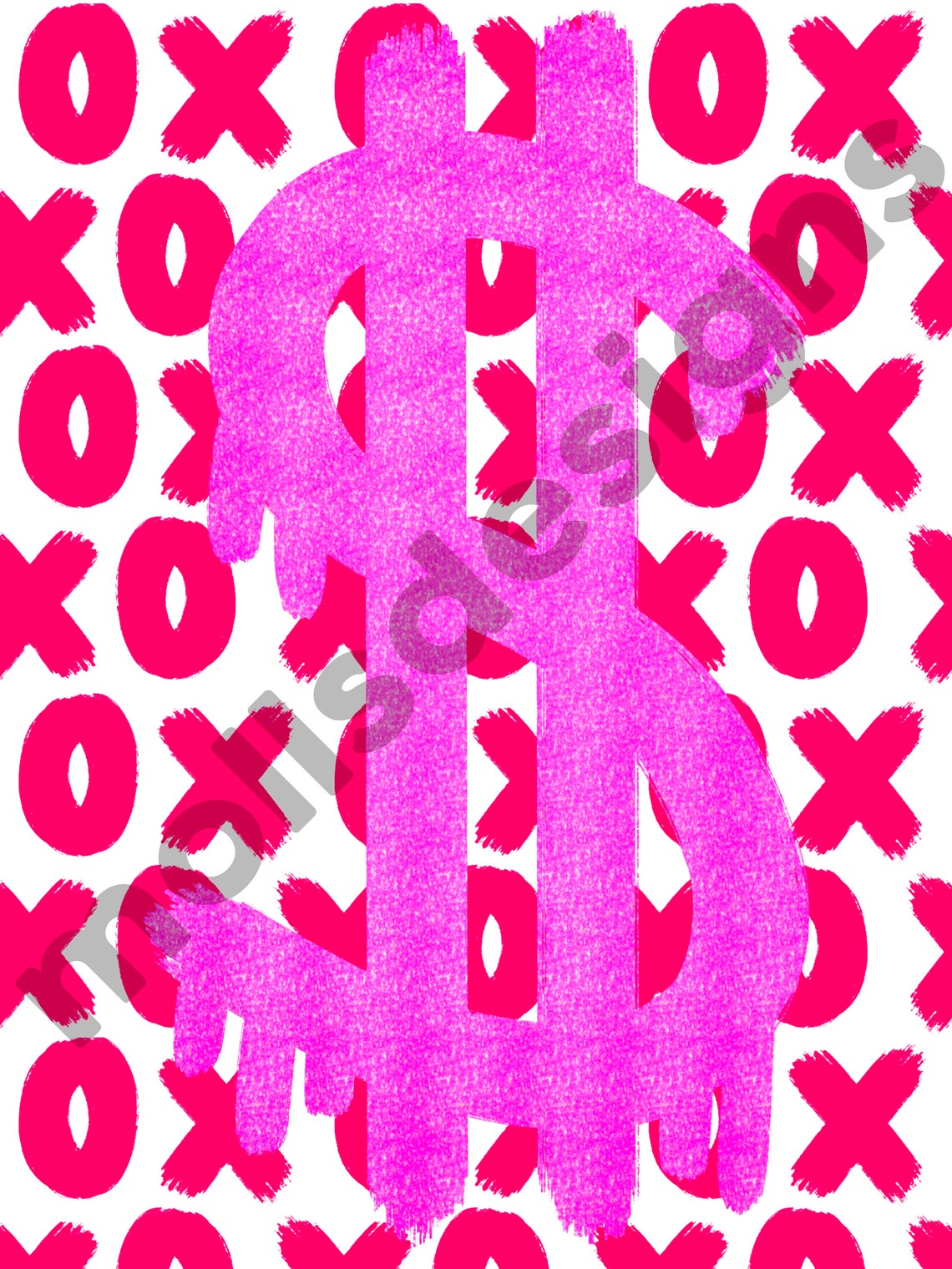 Preppy Pink XOXO Money Sign Digital Download Preppy Wall Etsy