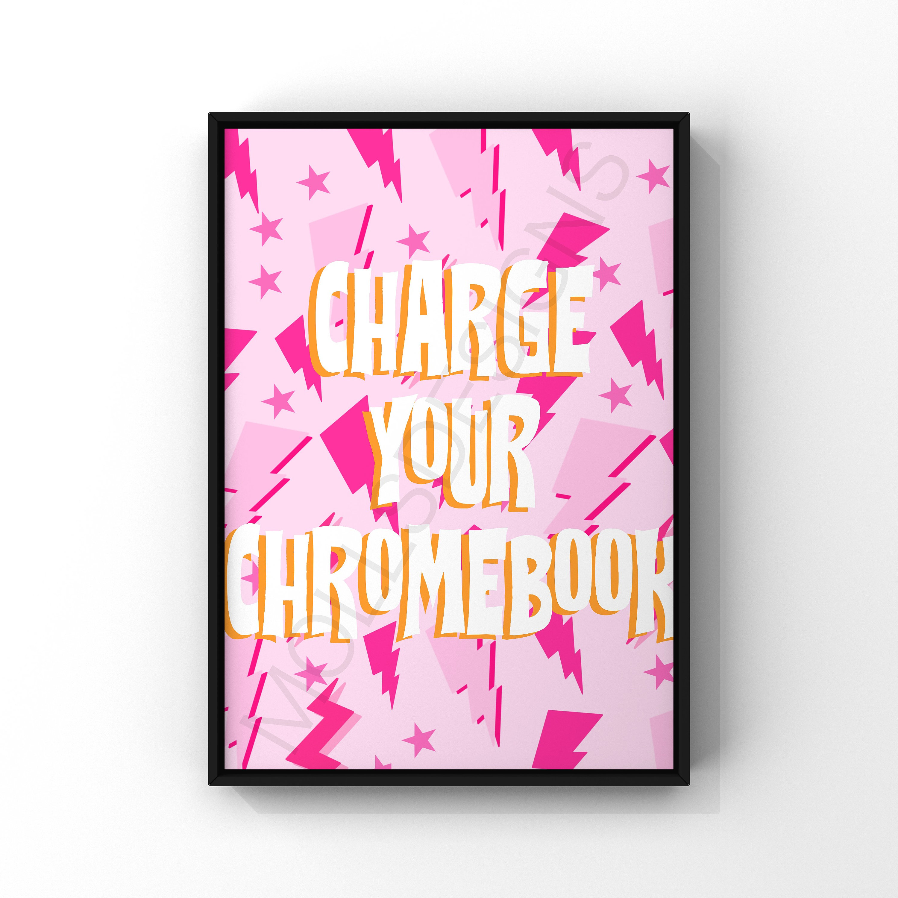 Charge Your Chromebook Classroom Wall Art (digital Download), Preppy ...