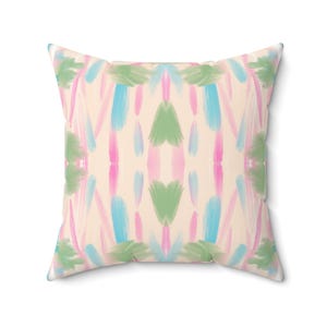Pink, Blue, and Green Abstract Pillow | Dorm Decor for College Girls | Home and Apartment Decor | Throw Pillows for Couch