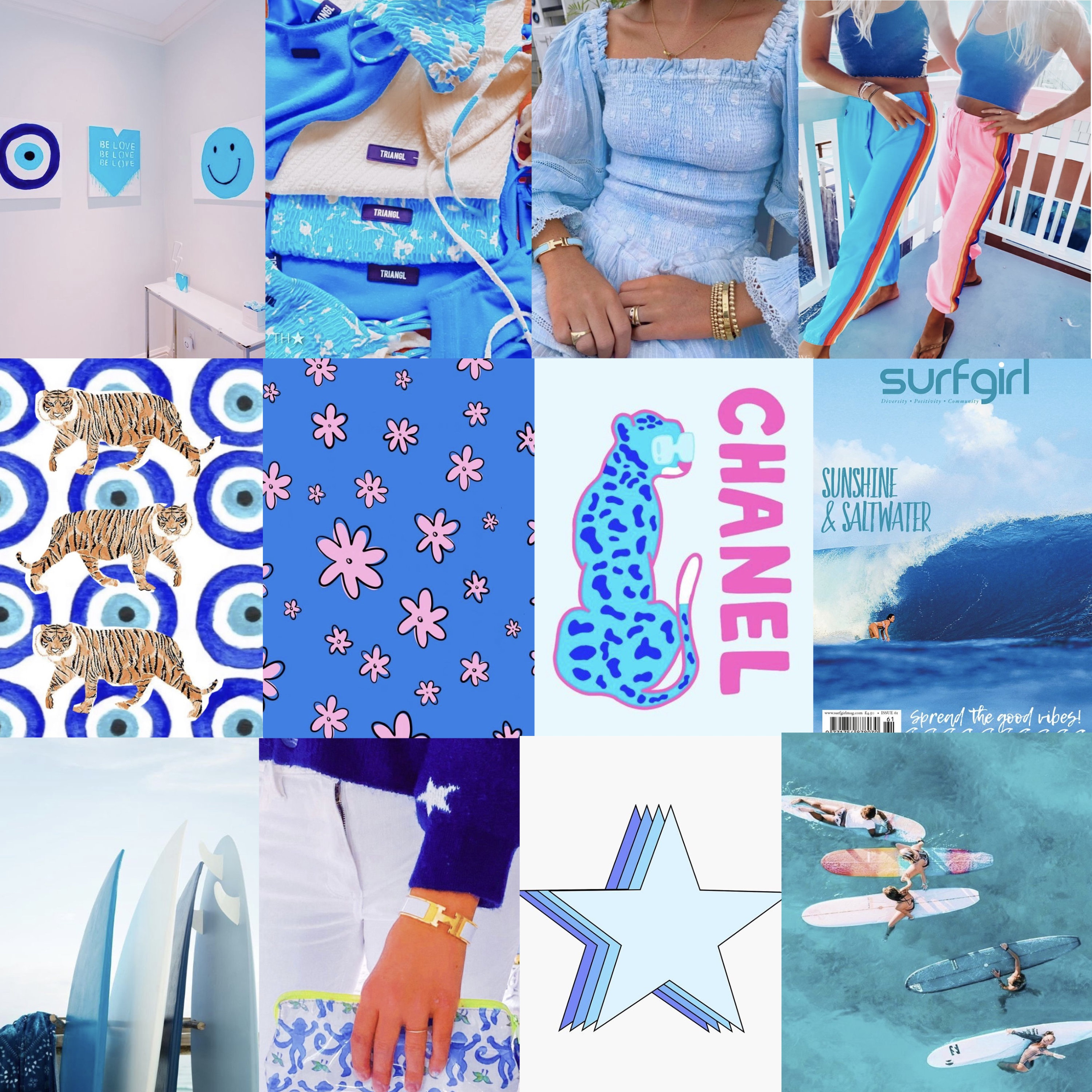 Blue Preppy Wall Collage con más de 50 imágenes descarga | Etsy