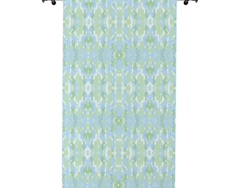 Blue, and Green Abstract Window Curtain | Dorm Decor for College Girls | Home and Apartment Decor | Window Curtains