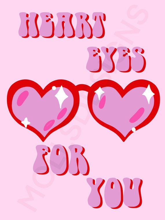 Heart Eyes for You digital Download Preppy Wall Art Room 