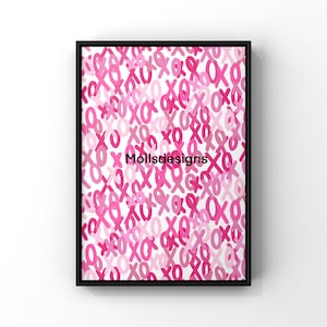 Pink XOXO Abstract (Digital Download), Preppy Wall Art, Room Decor, Poster Print, Prints, Preppy, Wall Art