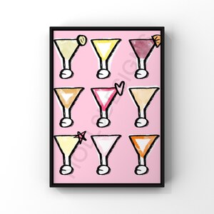 Preppy Cocktail Bar Cart Wall Art (digitale download), Bar Cart Art, Preppy Wall Art, Poster Print, Prints, Preppy, Wall Art