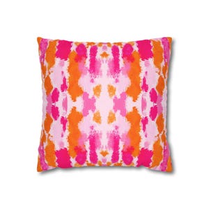 Pink and Orange Abstract Pillow Cover | Dorm Decor for College Girls | Home and Apartment Decor | Throw Pillows for Couch