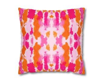 Pink and Orange Abstract Pillow Cover | Dorm Decor for College Girls | Home and Apartment Decor | Throw Pillows for Couch