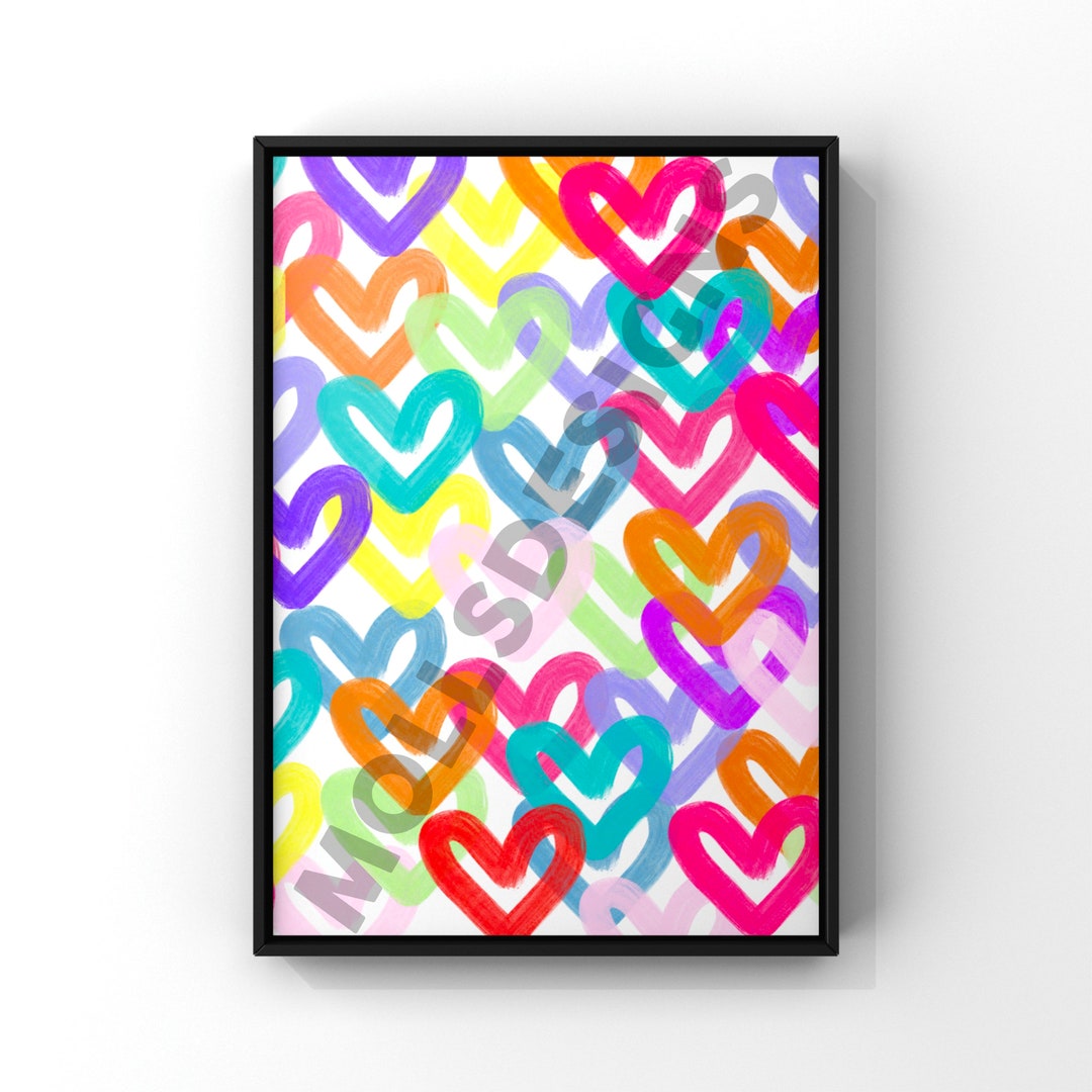Preppy Heart Abstract digital Download Preppy Wall Art - Etsy