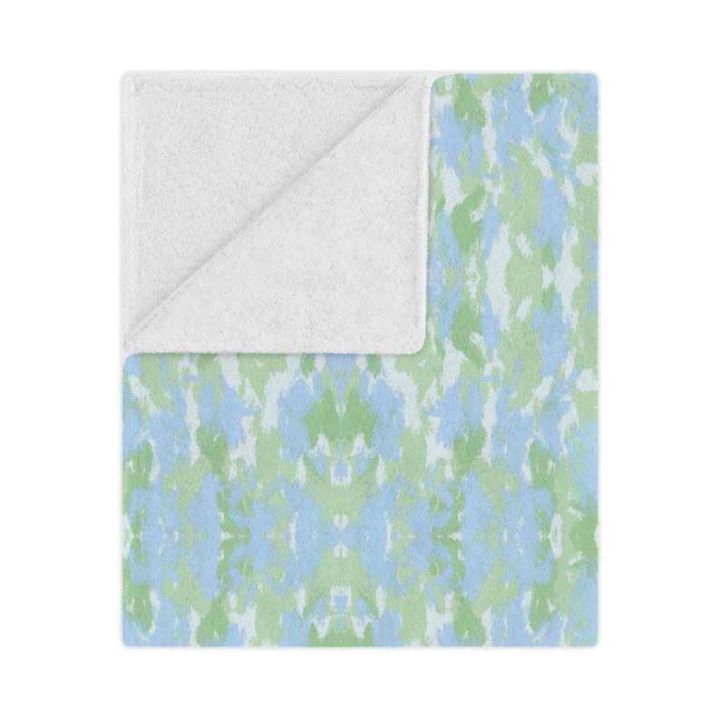 Green and Blue Minky Blanket | Dorm Decor for College Girls | Gift for College Girls | Bedroom Decor image 2