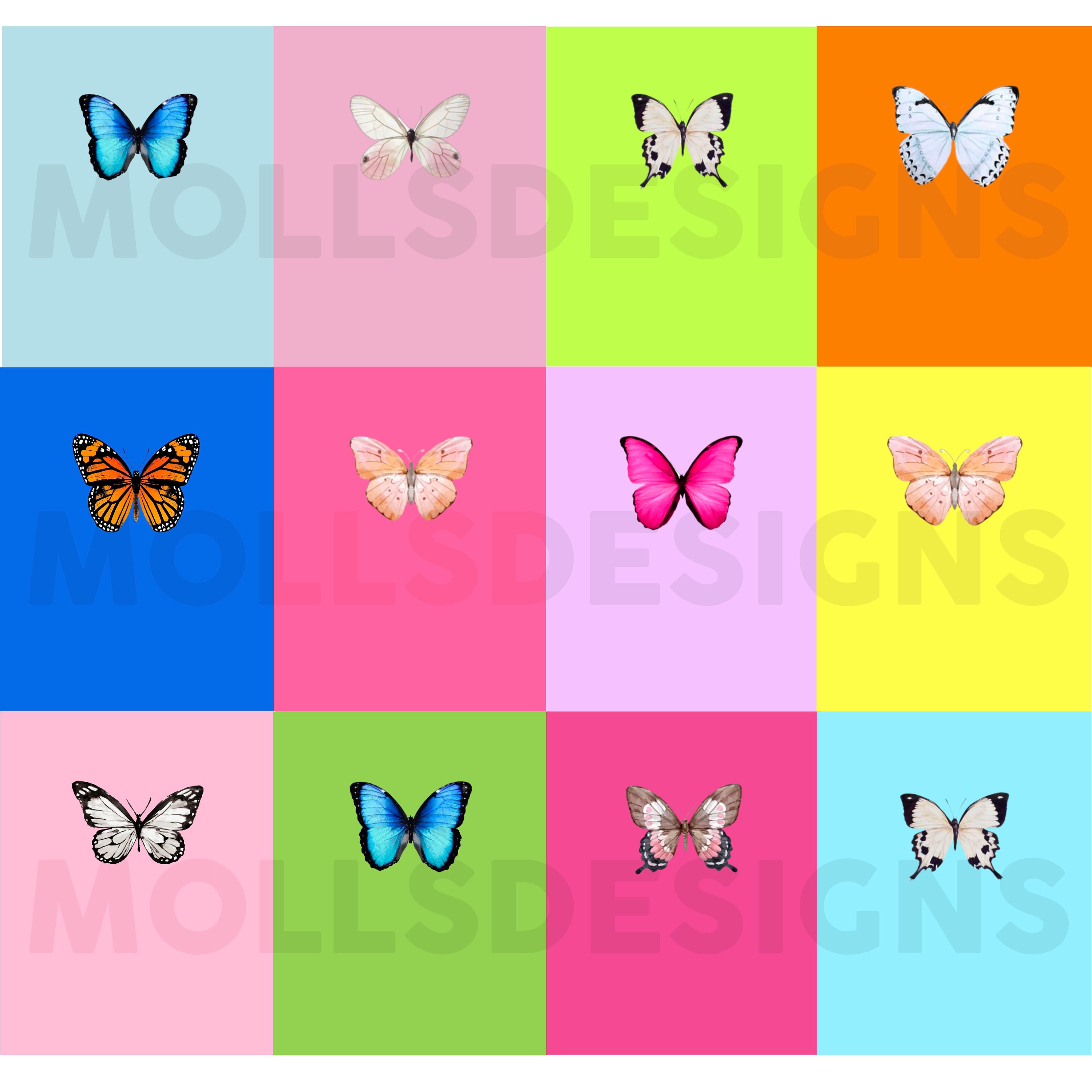 Prints Digital Download Poster Wall Art Square Butterfly print Home Decor Colourful Butterfly