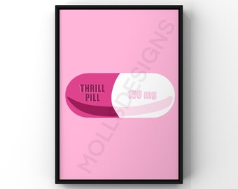 Preppy Pink Thrill Pill Wall Art Design (Digital Download), Preppy Wall Art, Room Decor, Poster Print, Prints, Preppy, Wall Art