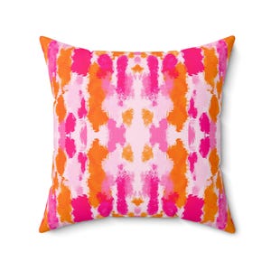 Pink and Orange Abstract Pillow | Dorm Decor for College Girls | Home and Apartment Decor | Throw Pillows for Couch