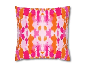 Pink and Orange Abstract Pillow Cover | Dorm Decor for College Girls | Home and Apartment Decor | Throw Pillows for Couch
