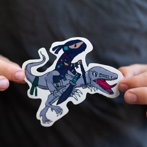 Ninja Raptor Vinyl Sticker, T Rex Sticker, Dinosaur Sticker, Astronaut Sticker Vinyl Sticker, Raptor Sticker, Ninja Sticker