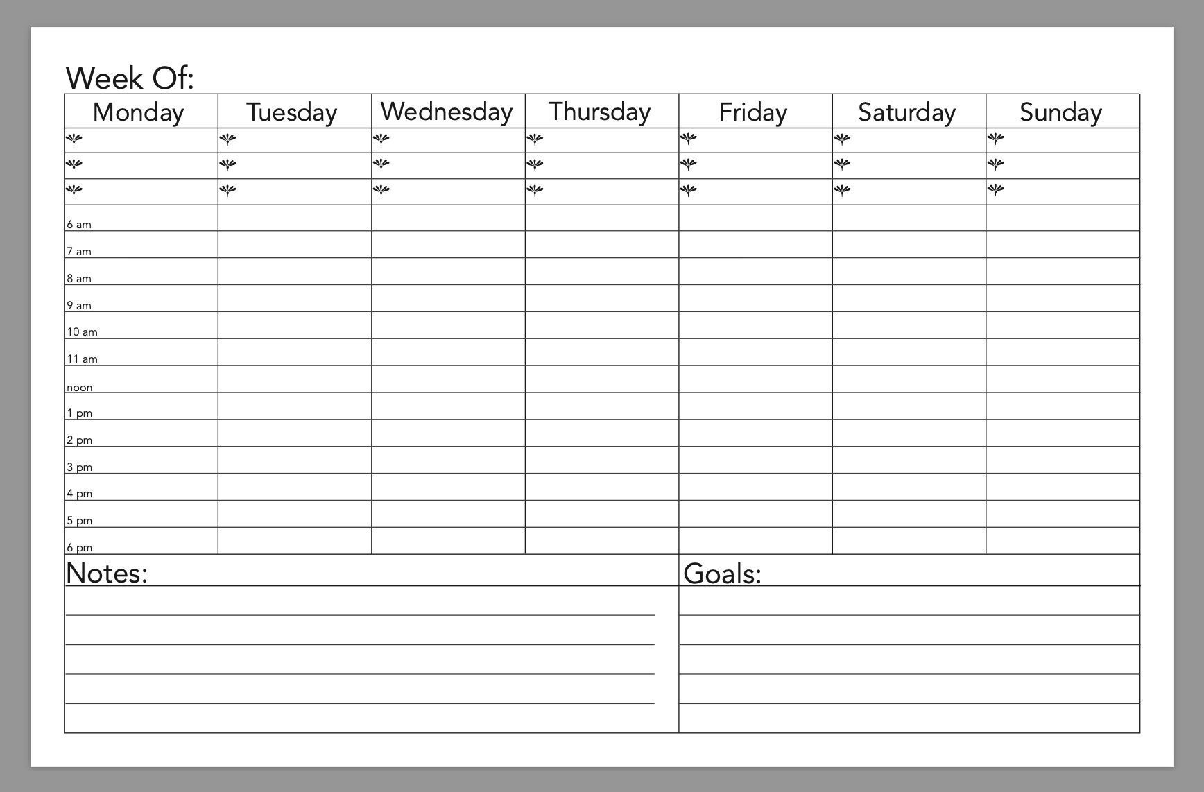Simple Printable Weekly Template- Digital Download - Etsy