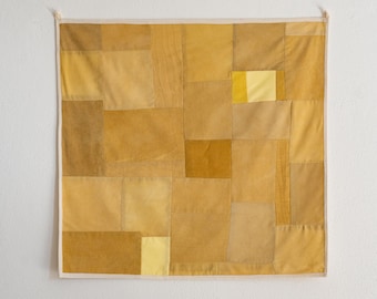 Yellow Tiles Art Quilt - Natural Dyed Wall Hanging