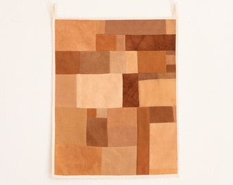 Brown Tiles Art Quilt - Natural Dyed Wall Hanging