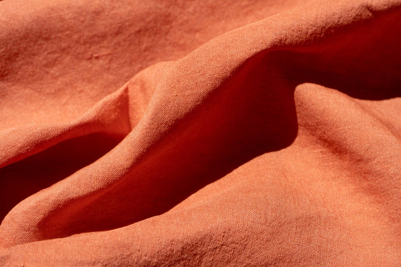 Natural Dyed Linen CORAL image 1