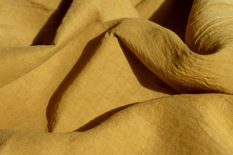 Natural Dyed Linen GOLD image 1