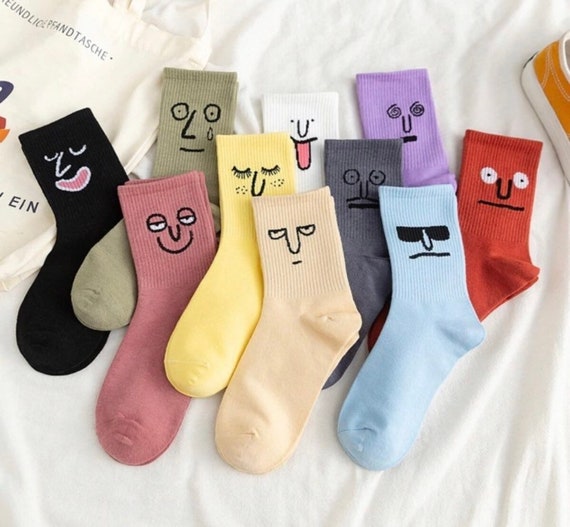 Face Expression Socks Cartoon Illustration Design Hipster | Etsy