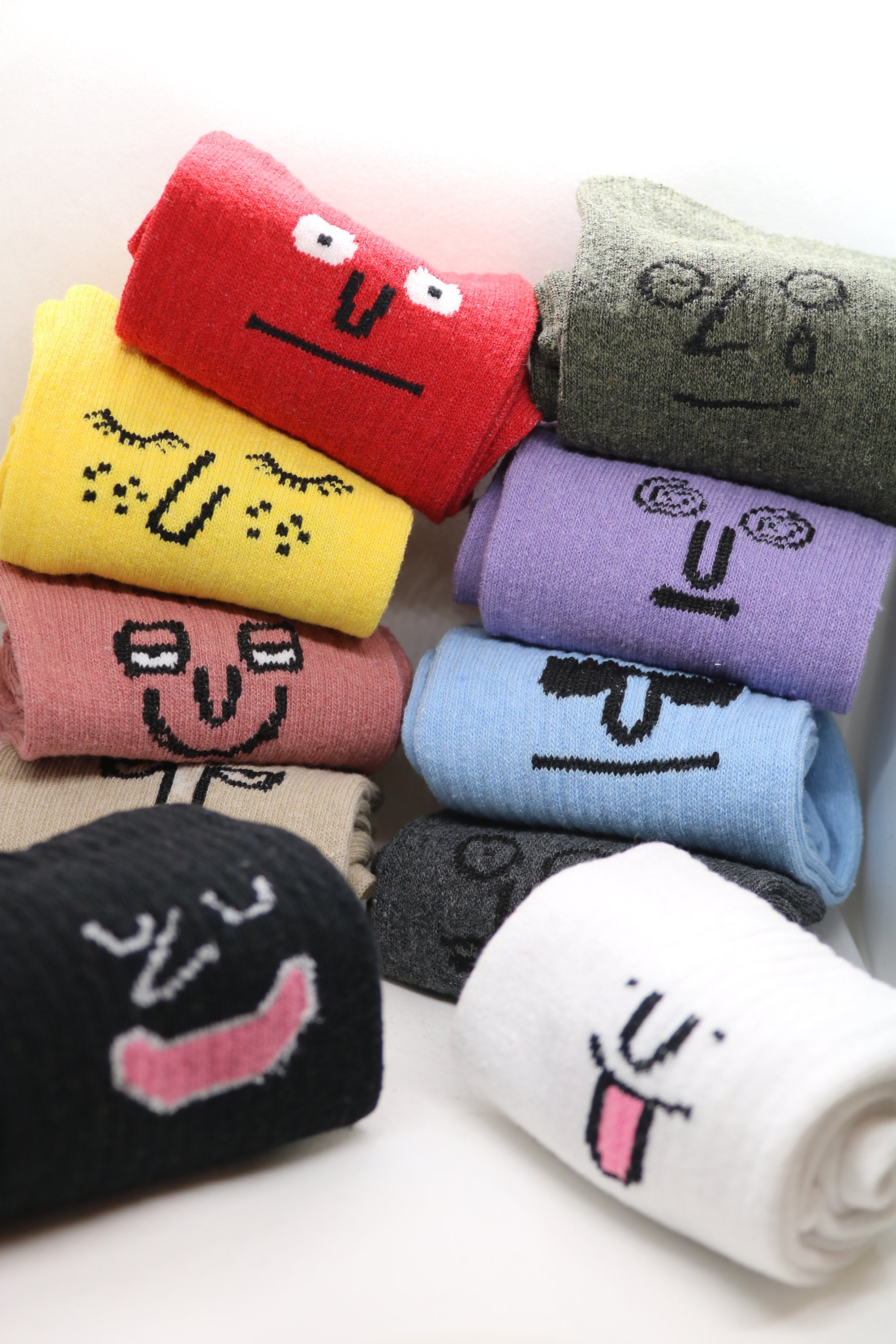 Face expression socks cartoon illustration design Hipster | Etsy