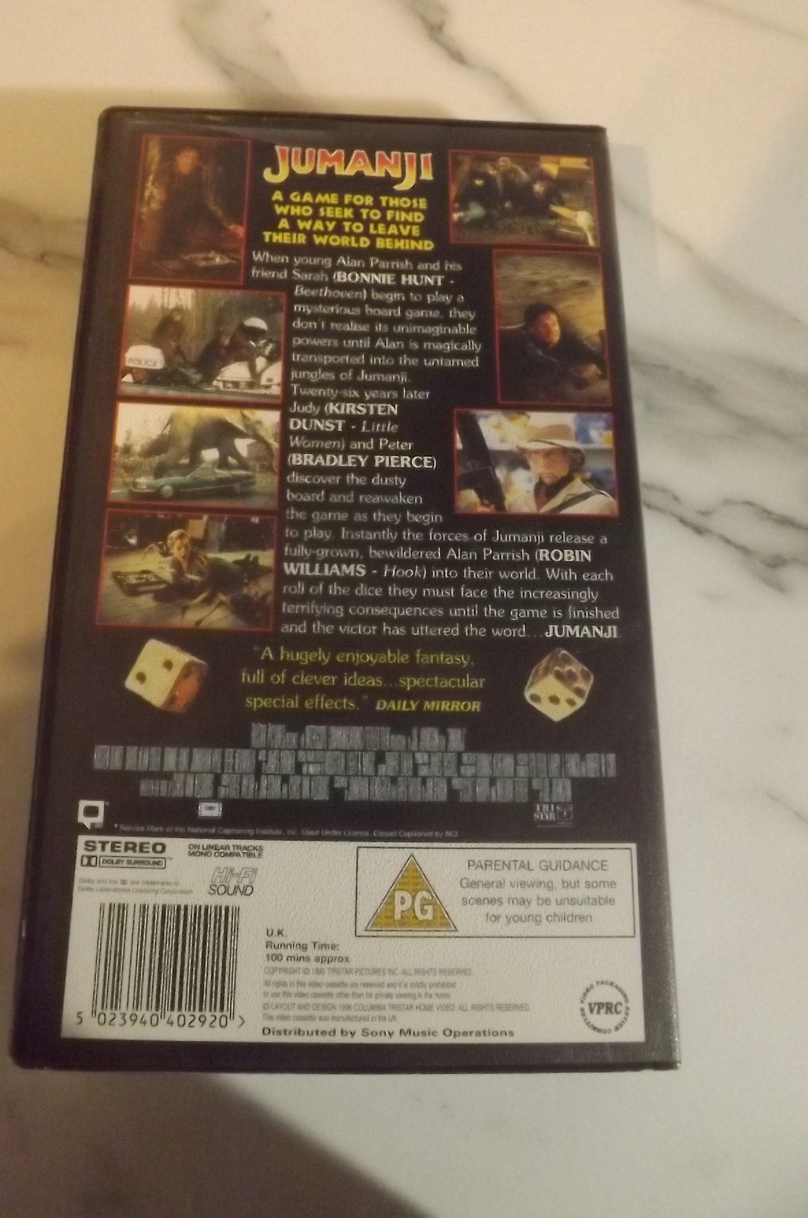 Jumanji VHS Video 1995 Starring Robin Williams Movie Etsy