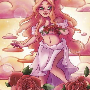 Aphrodite (avec/sans roses)/Aphrodite/Déesse de l'amour/Carte postale/4 x 6 po/Art/Impression