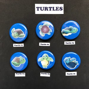Turtle Buttons/Turtles/Buttons/Round Buttons/Pinback Buttons/Art/Cute Art/Digital Art/Ocean/Animals