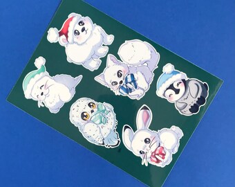 Winter Animals Sticker Sheet/Kiss-cut Stickers/Sticker Sheet/Stickers/Winter Animals/Art