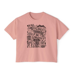 Animal Kingdom est 1998 Women's Boxy Tee, Relaxed Fit Top, Vintage Animal Kingdom image 2