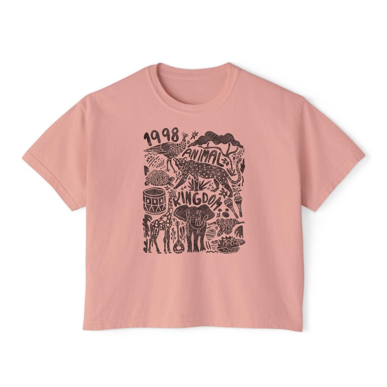 Animal Kingdom est 1998 Women's Boxy Tee, Relaxed Fit Top, Vintage Animal Kingdom image 2