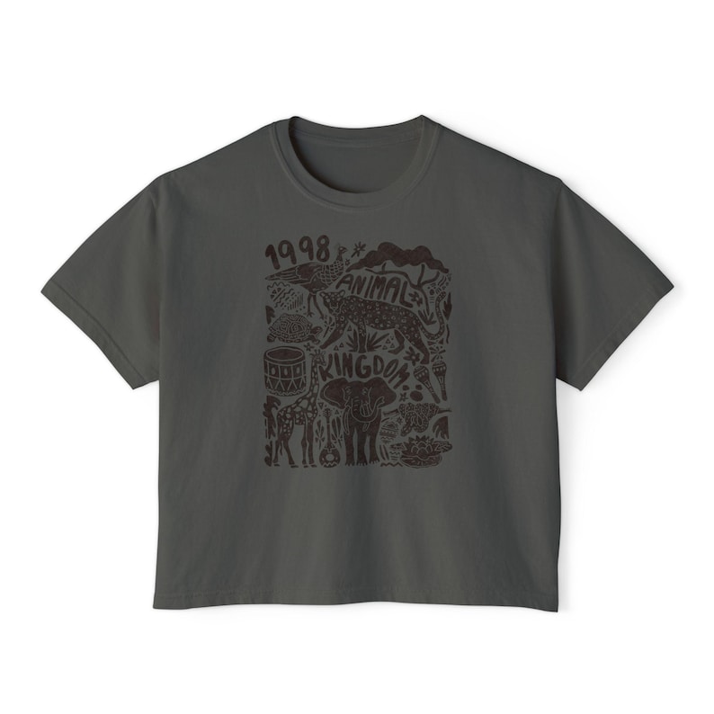 Animal Kingdom est 1998 Women's Boxy Tee, Relaxed Fit Top, Vintage Animal Kingdom image 4