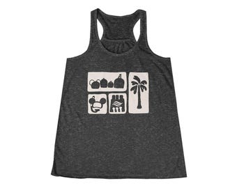 Cruise Icons Disney Coastal Vibes Racerback Tank, Beach Tank Top, Summer Wear, Vacation Outfit, Lighthouse Design, Boho