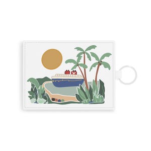 Porte-cartes en cuir saffiano tropical Castaway Cay - Portefeuille de voyage, porte-carte d'identité, cadeau pour les voyageurs, accessoire de vacances, ambiance estivale