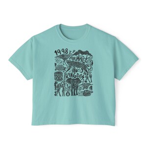 Animal Kingdom est 1998 Women's Boxy Tee, Relaxed Fit Top, Vintage Animal Kingdom image 5