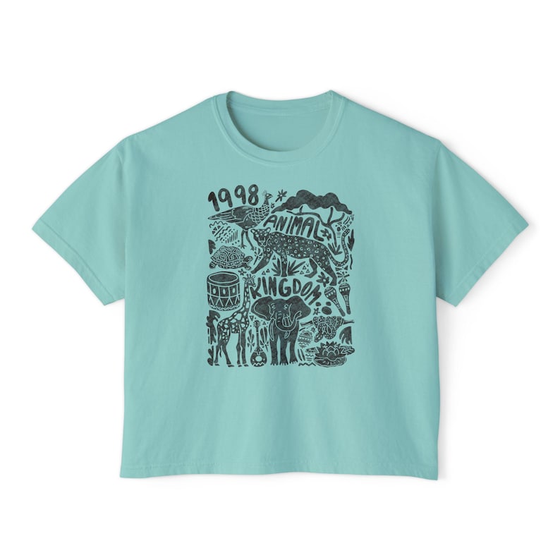 Animal Kingdom est 1998 Women's Boxy Tee, Relaxed Fit Top, Vintage Animal Kingdom image 5