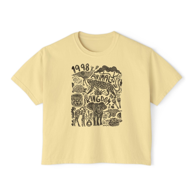 Animal Kingdom est 1998 Women's Boxy Tee, Relaxed Fit Top, Vintage Animal Kingdom image 3