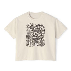 Animal Kingdom est 1998 Women's Boxy Tee, Relaxed Fit Top, Vintage Animal Kingdom image 1