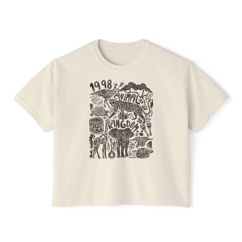 Animal Kingdom est 1998 Women's Boxy Tee, Relaxed Fit Top, Vintage Animal Kingdom image 1