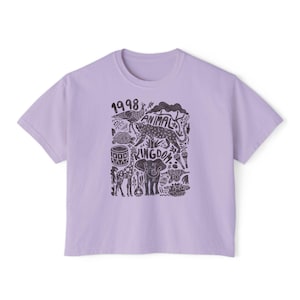 Animal Kingdom est 1998 Women's Boxy Tee, Relaxed Fit Top, Vintage Animal Kingdom image 6
