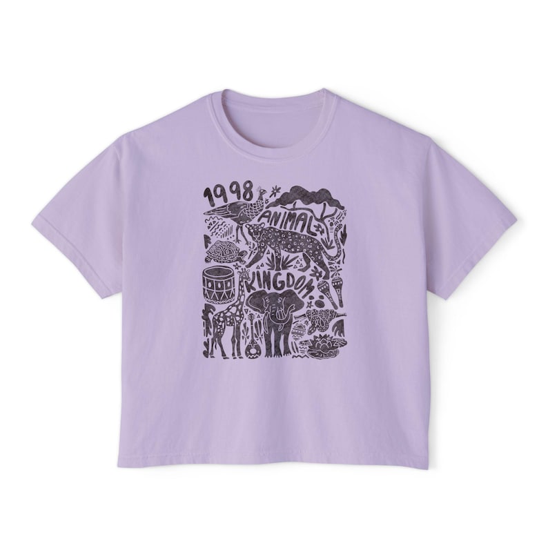 Animal Kingdom est 1998 Women's Boxy Tee, Relaxed Fit Top, Vintage Animal Kingdom image 6