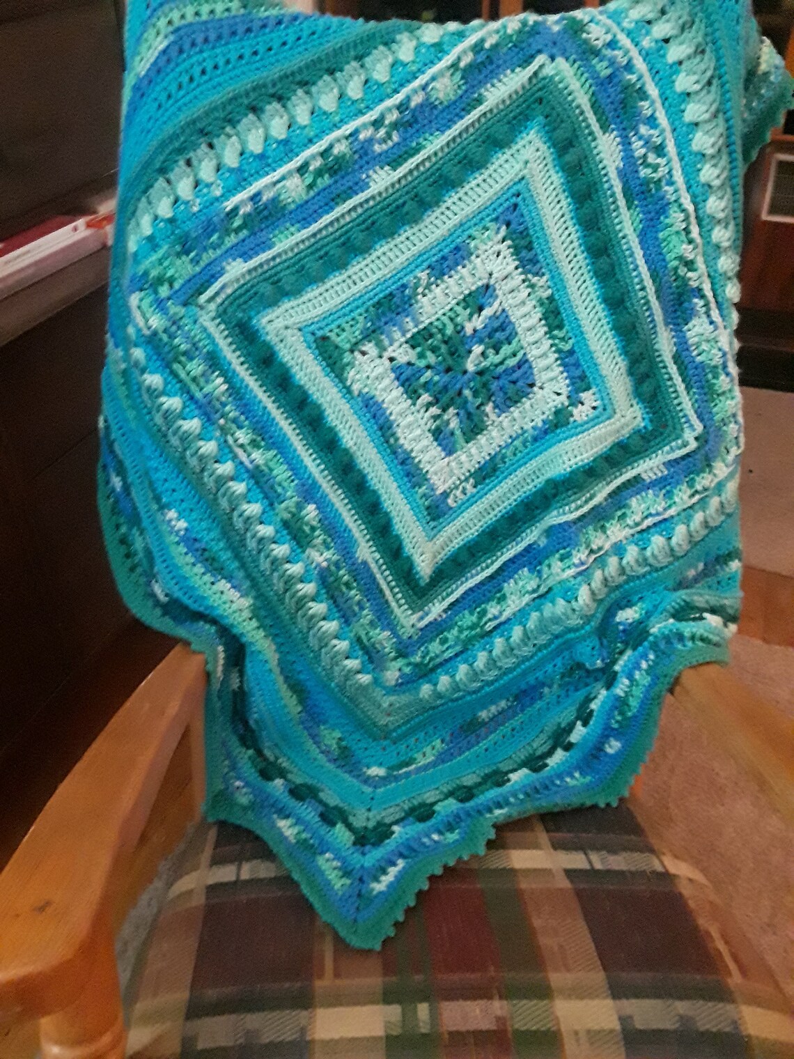Teal Square Lap Afghan Etsy