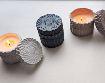 5 empty cement candle jars with lid, candle making, wholesale, jewelry box, hand made