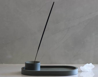 Cuenco y bandeja para incienso de cemento hechos a mano: Decoración moderna para el hogar